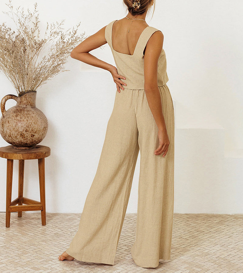 Elena | Completo con top minimalista e pantaloni svasati