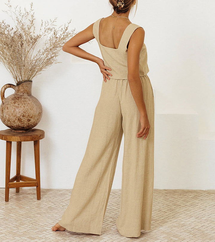 Elena | Completo con top minimalista e pantaloni svasati