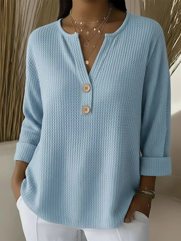 Monica | Maglia Henley con lavorazione a nido d'ape