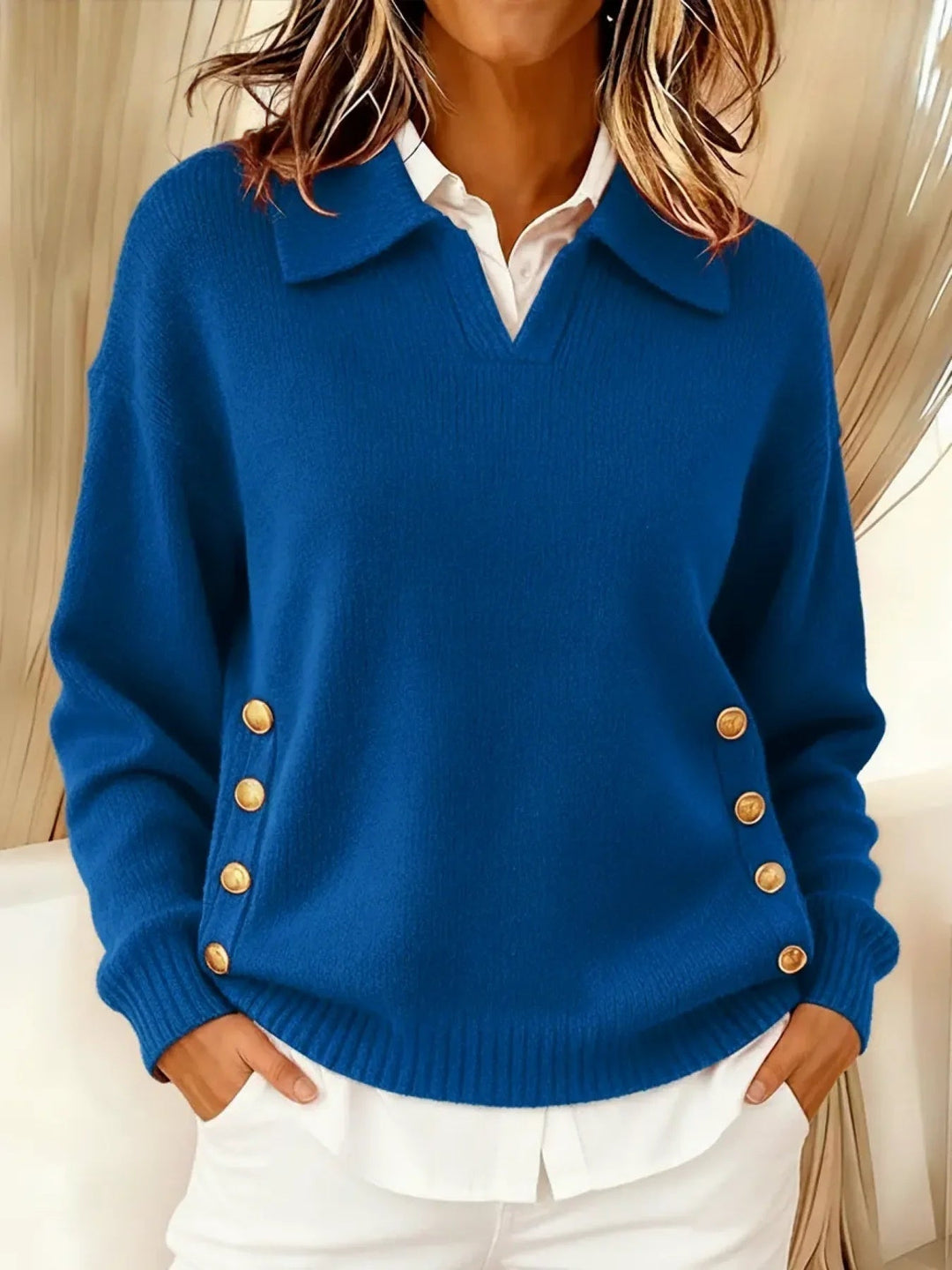 Felicita | Maglione con colletto polo e bottoni dorati