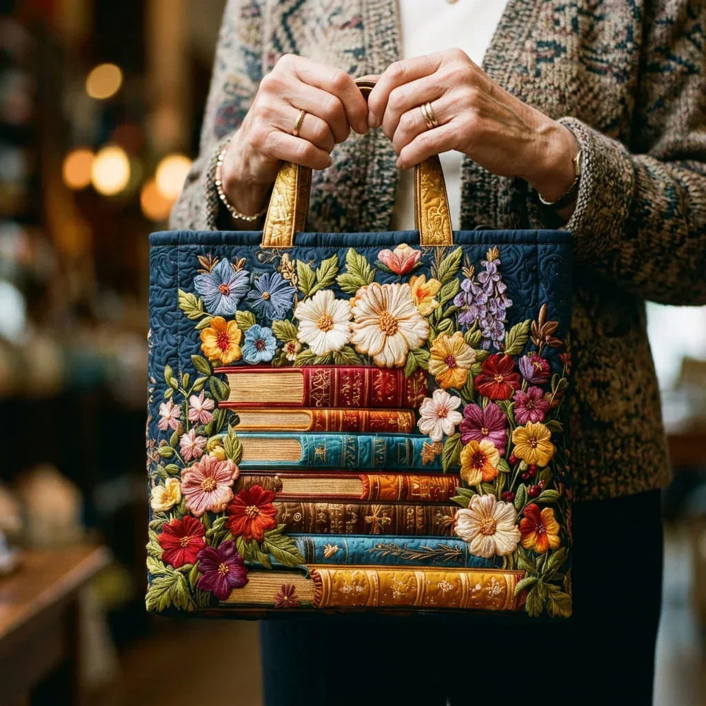 Mia | Borsa trapuntata con biblioteca in fiore
