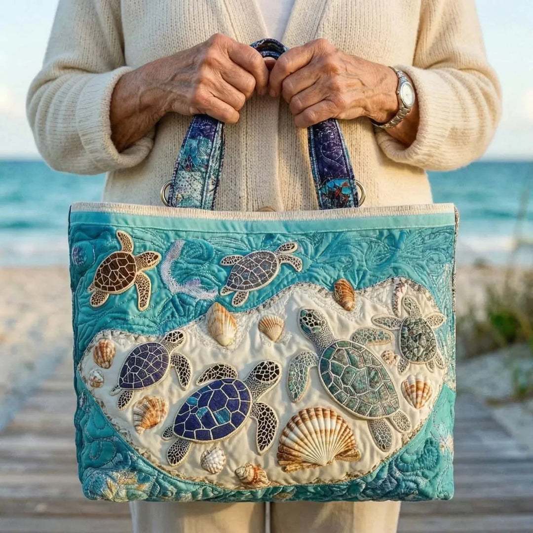 Concetta | Borsa trapuntata con tartarughe e conchiglie