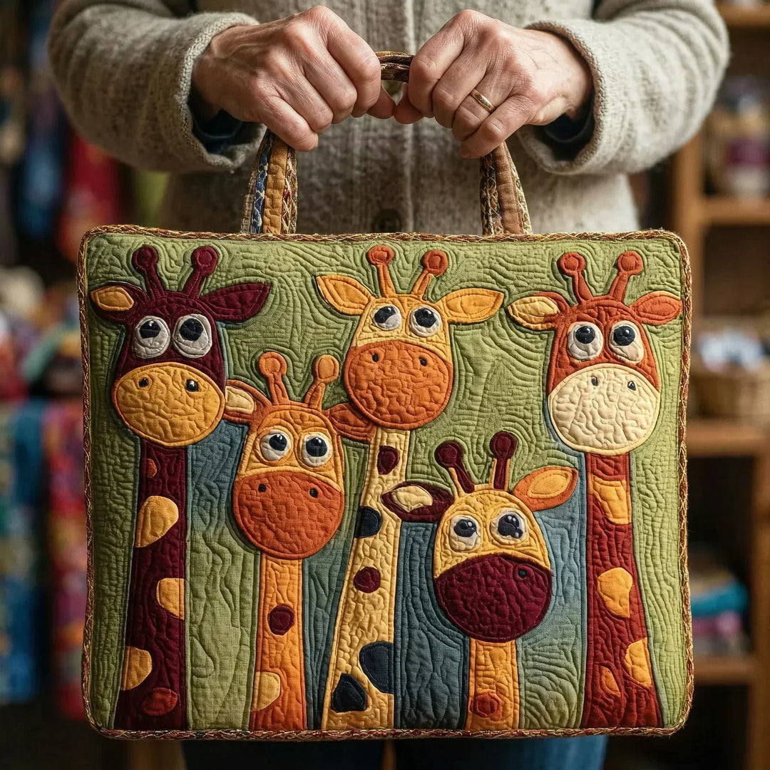 Antonia | Borsa trapuntata con giraffe giocose