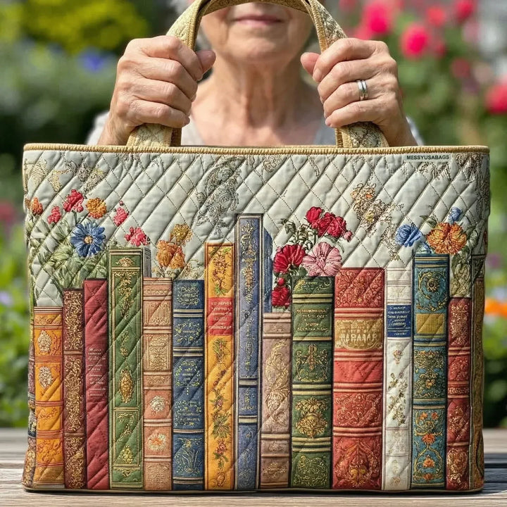 Carolina | Borsa trapuntata con biblioteca incantata