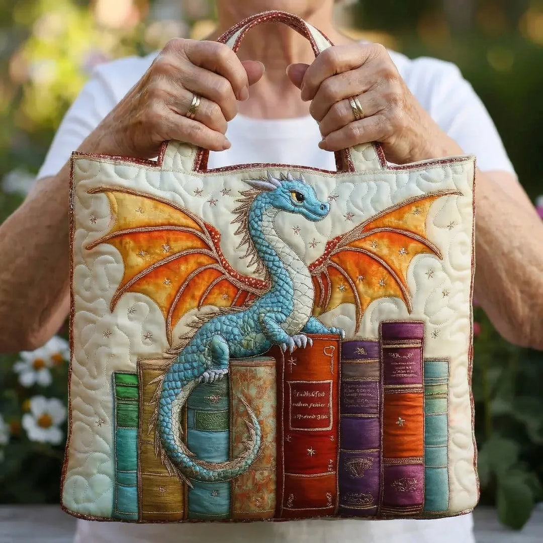 Tabita | Borsa trapuntata con drago dei libri