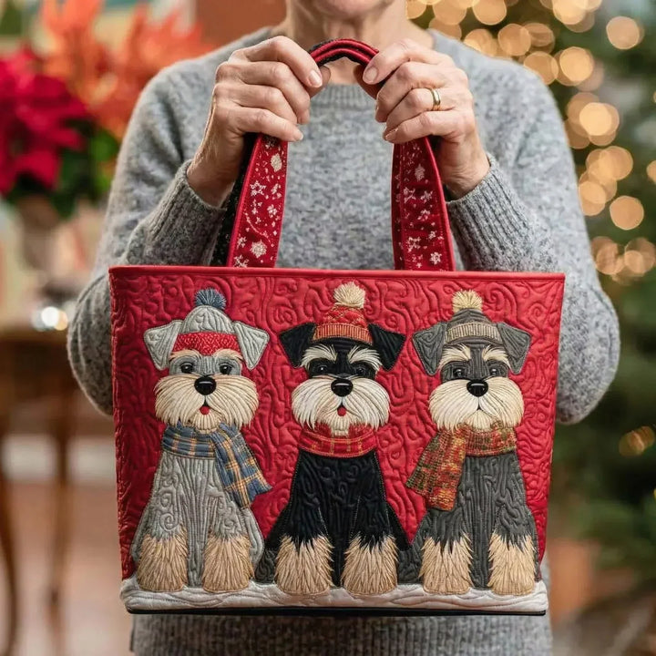 Mia | Borsa trapuntata con tre schnauzer in inverno