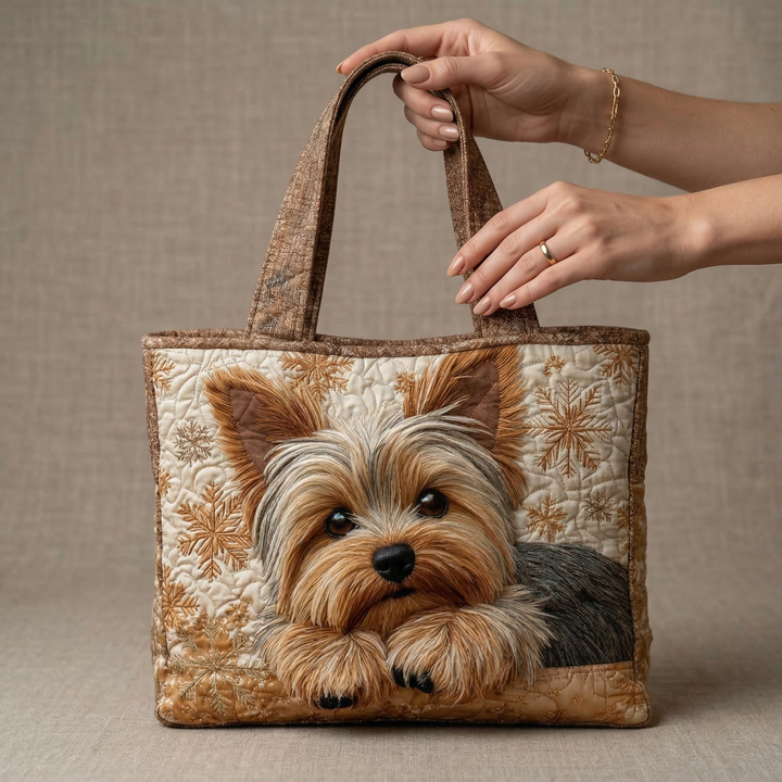 Giulia | Borsa trapuntata con yorkshire terrier