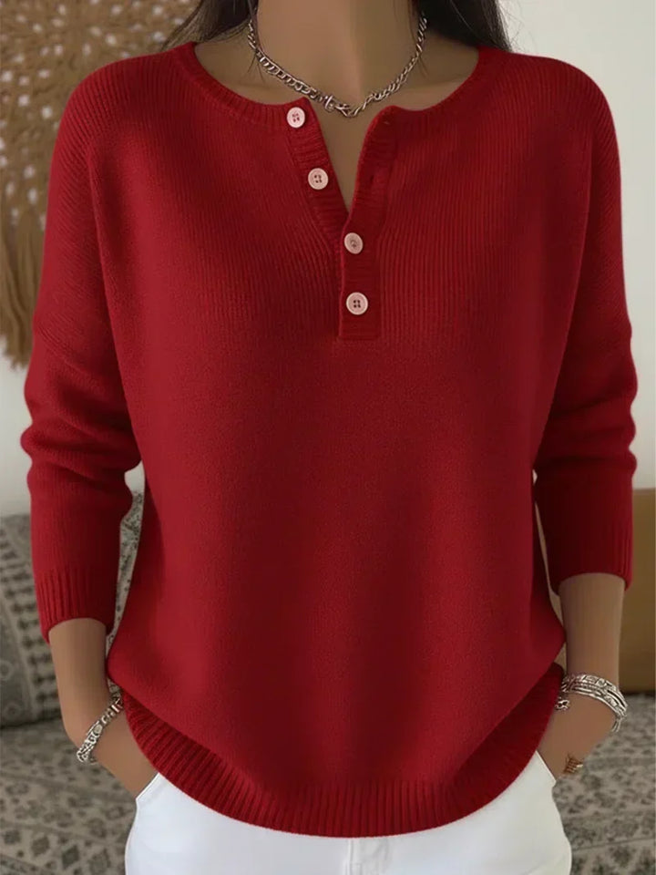 Adelina | Maglione in Maglia con Bottoni Henley