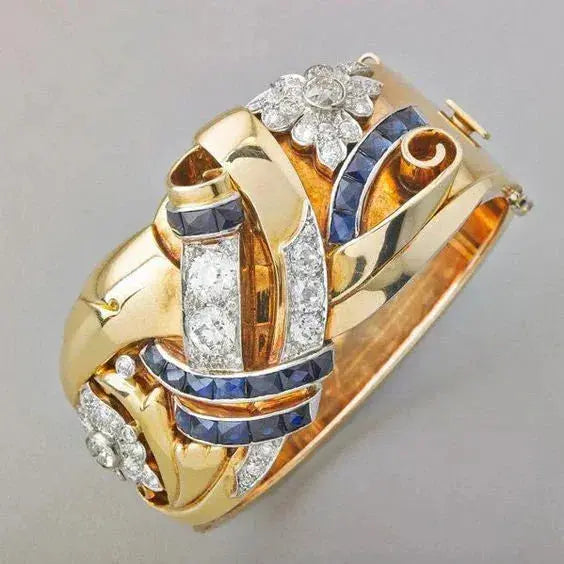 Regina | Anello d'oro vintage con zircone blu