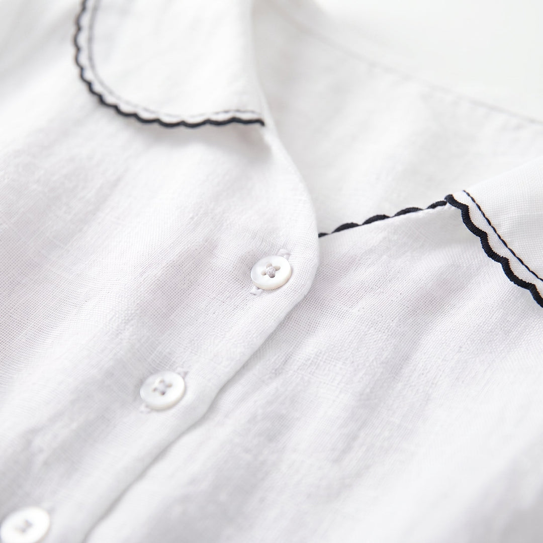 Frida | Abito elegante in cotone e lino con mezze maniche