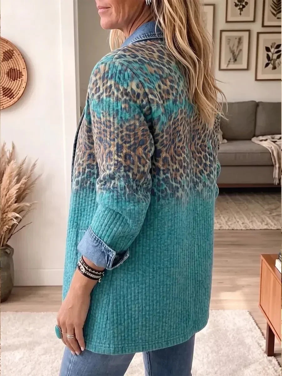 Anna | Giacca di jeans vintage con fantasia leopardata
