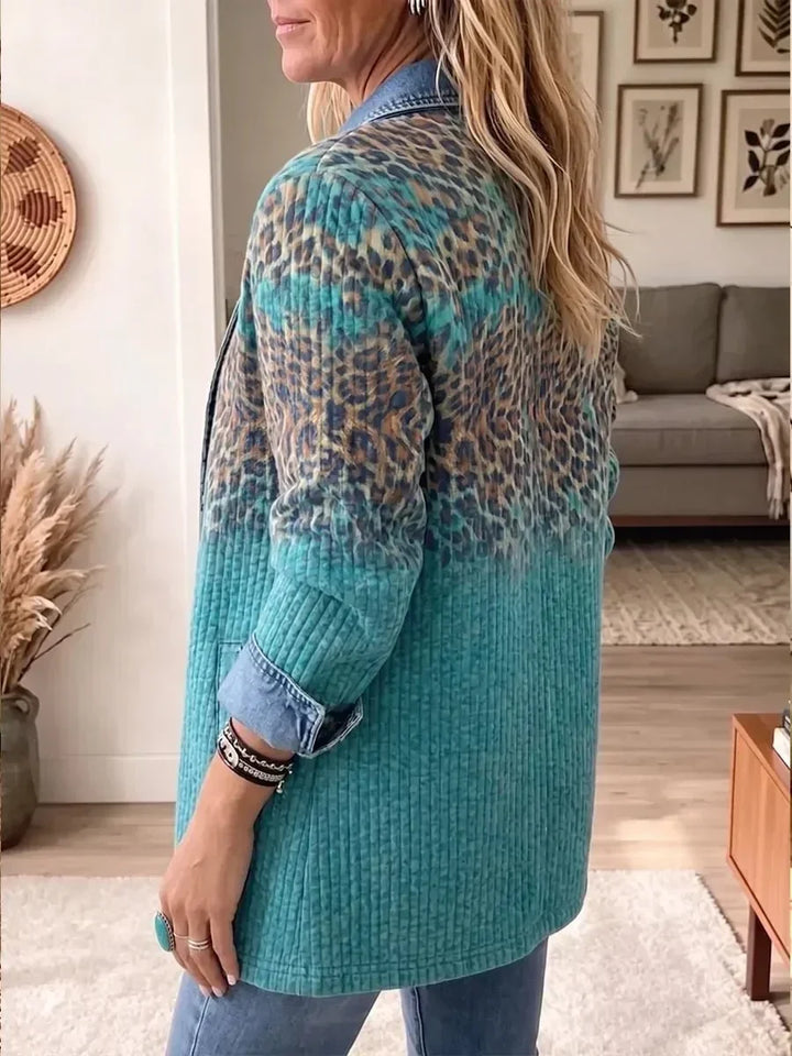 Anna | Giacca di jeans vintage con fantasia leopardata