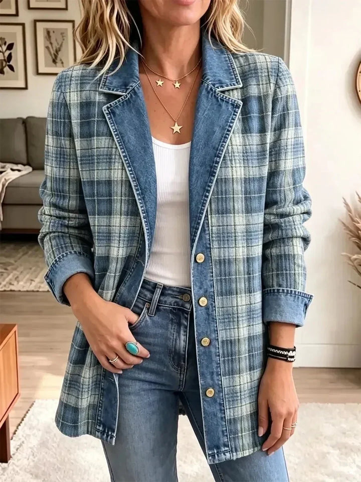Anita | Giacca di jeans rétro con stampa artistica