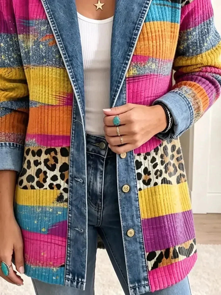 Matilde | Giacca di jeans rétro con fantasia leopardata