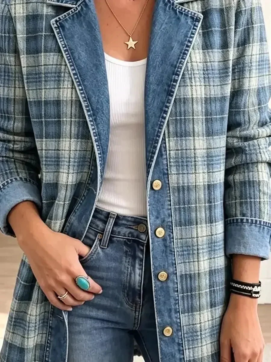 Anita | Giacca di jeans rétro con stampa artistica
