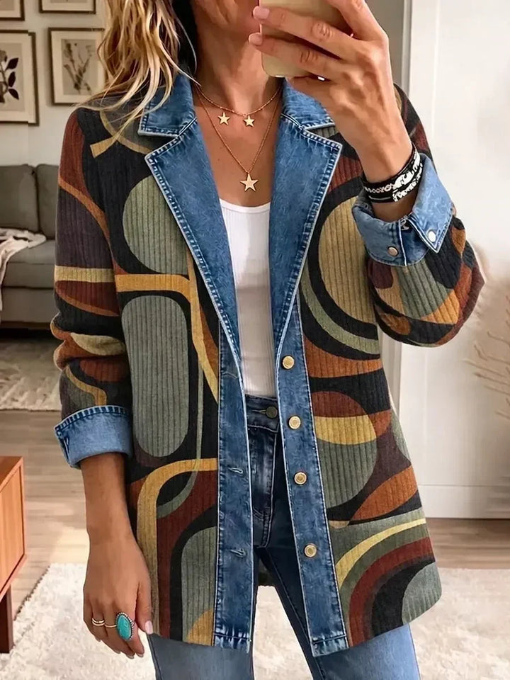 Francesca | Giacca di jeans vintage con fantasia astratta