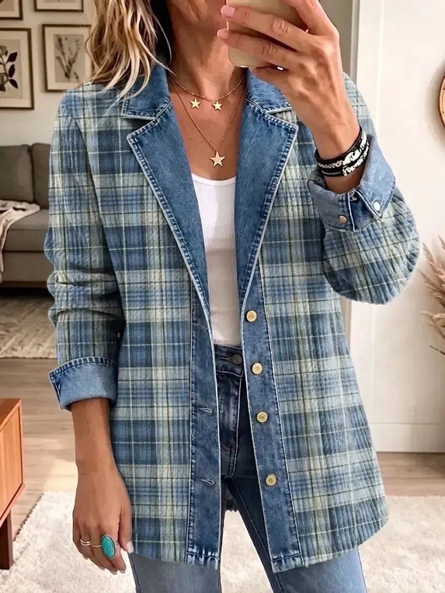Anita | Giacca di jeans rétro con stampa artistica