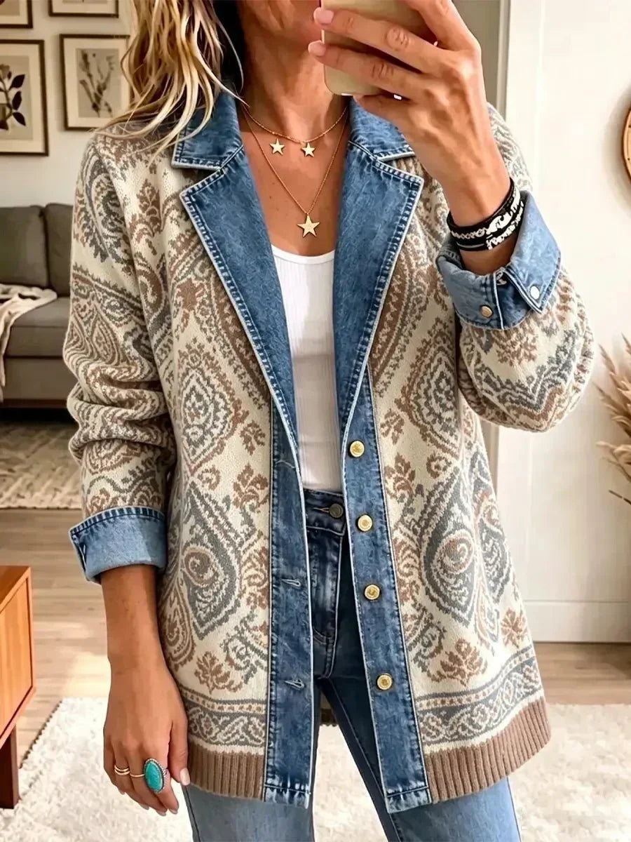 Giovanna | Giacca di jeans rétro con patchwork boho