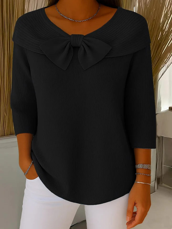 Sabina | Maglione a coste con dettaglio a fiocco