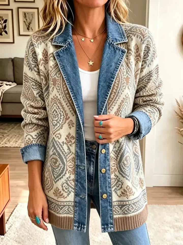 Giovanna | Giacca di jeans rétro con patchwork boho