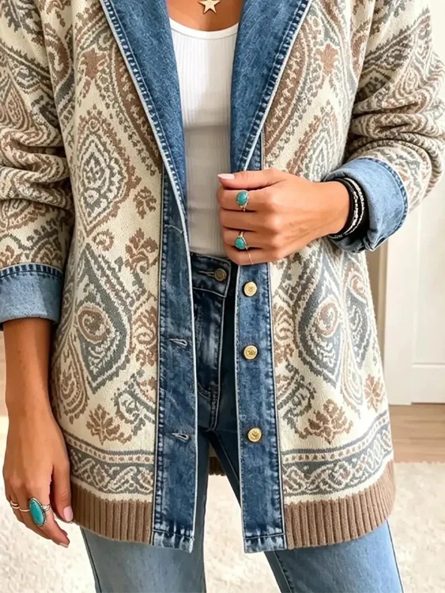 Giovanna | Giacca di jeans rétro con patchwork boho