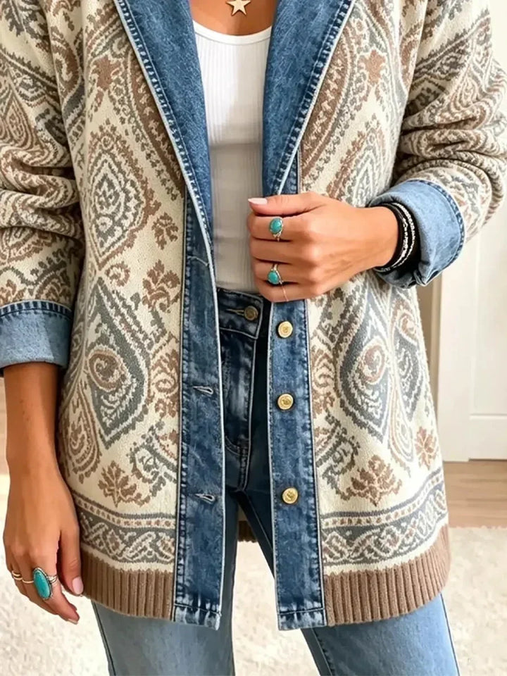 Giovanna | Giacca di jeans rétro con patchwork boho