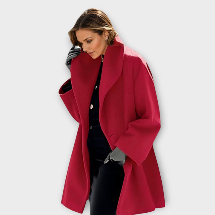 Rossella | Cappotto in misto lana con collo a scialle