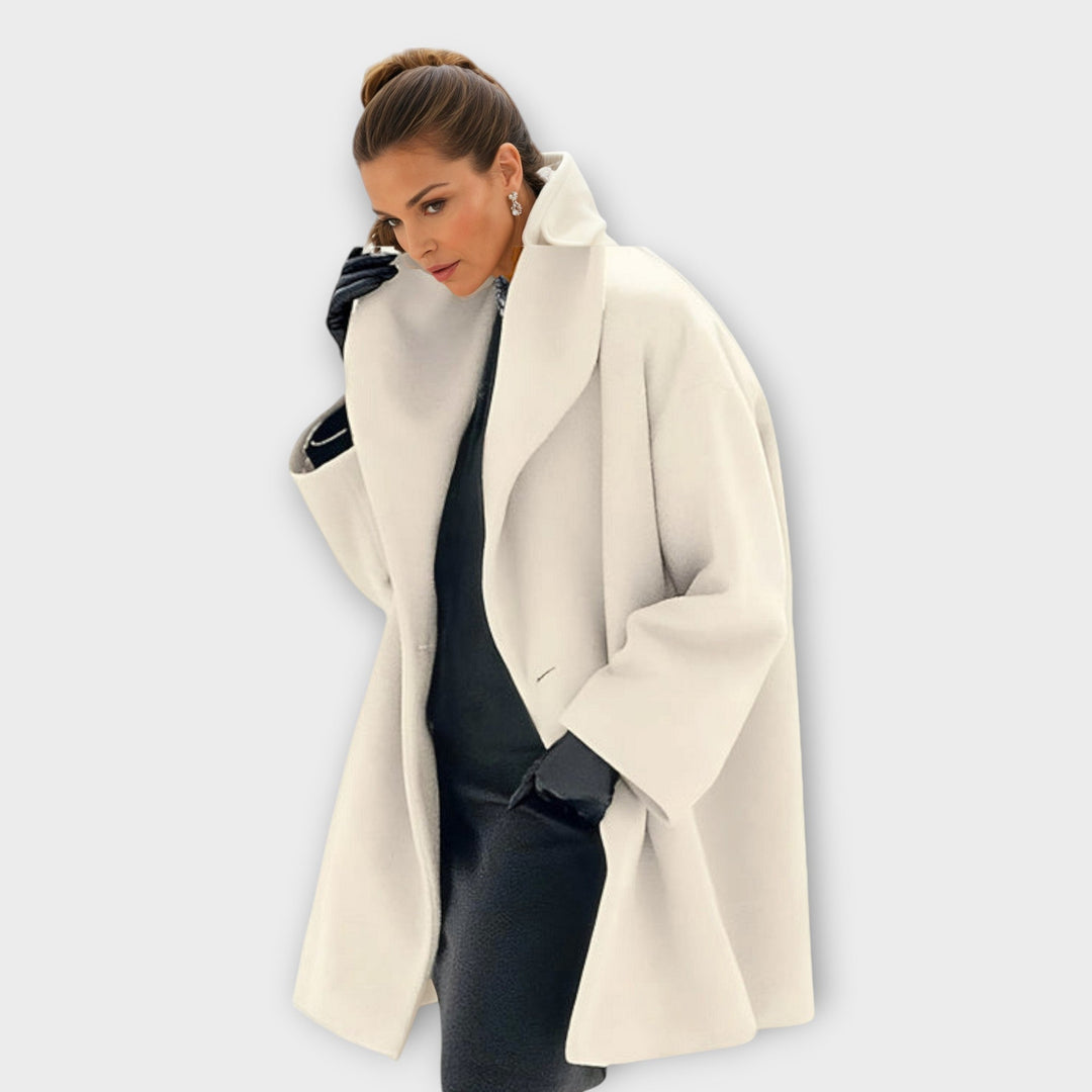 Rossella | Cappotto in misto lana con collo a scialle