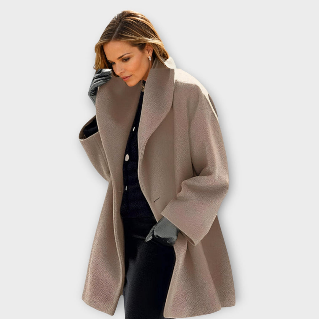 Rossella | Cappotto in misto lana con collo a scialle