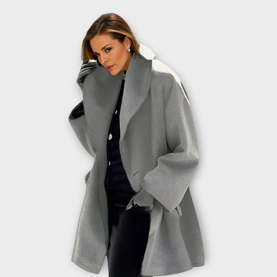 Rossella | Cappotto in misto lana con collo a scialle