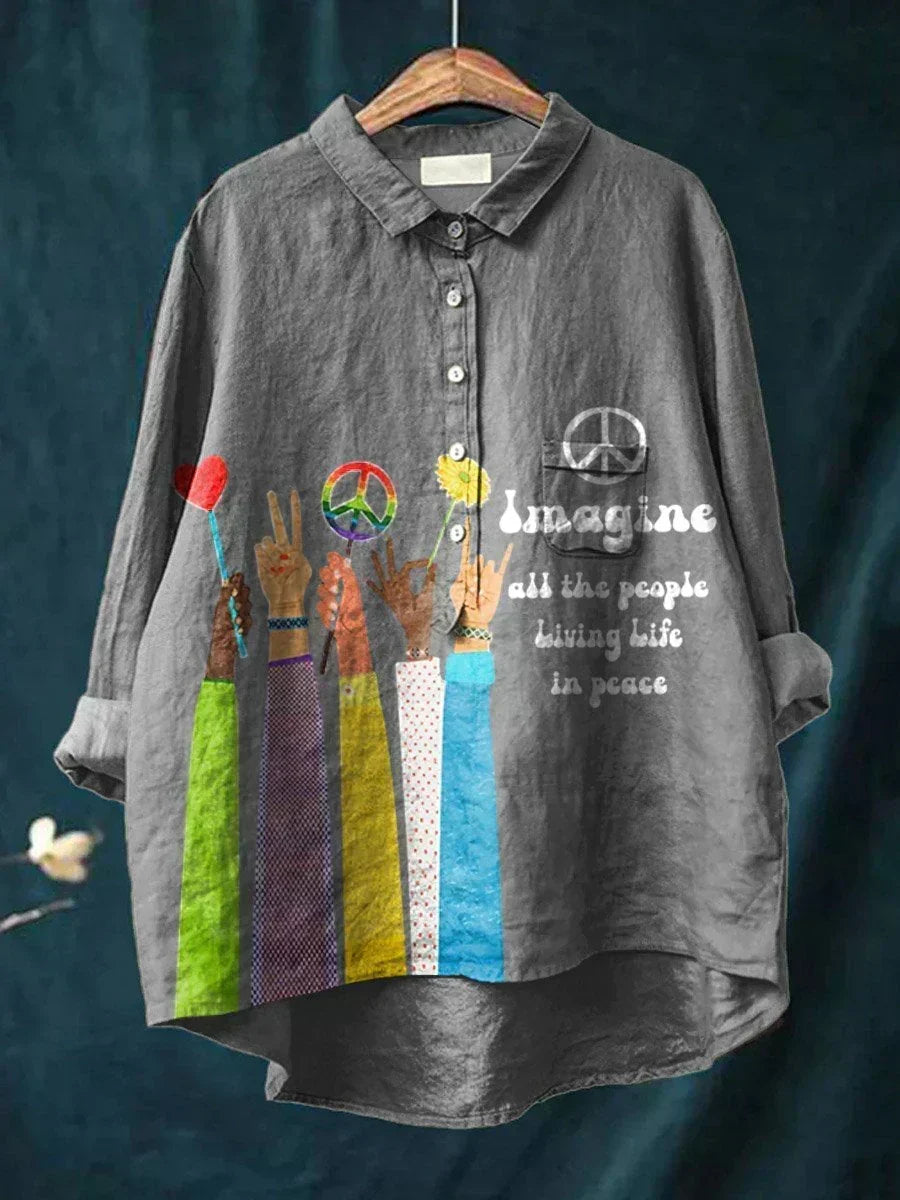 Paola | T-shirt da donna boho con stampa della pace