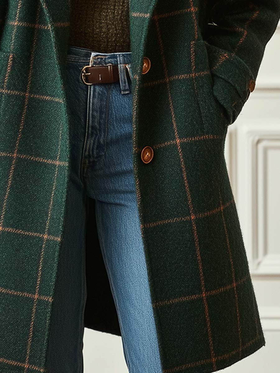 Palmira | Cappotto a quadri in misto lana con revers