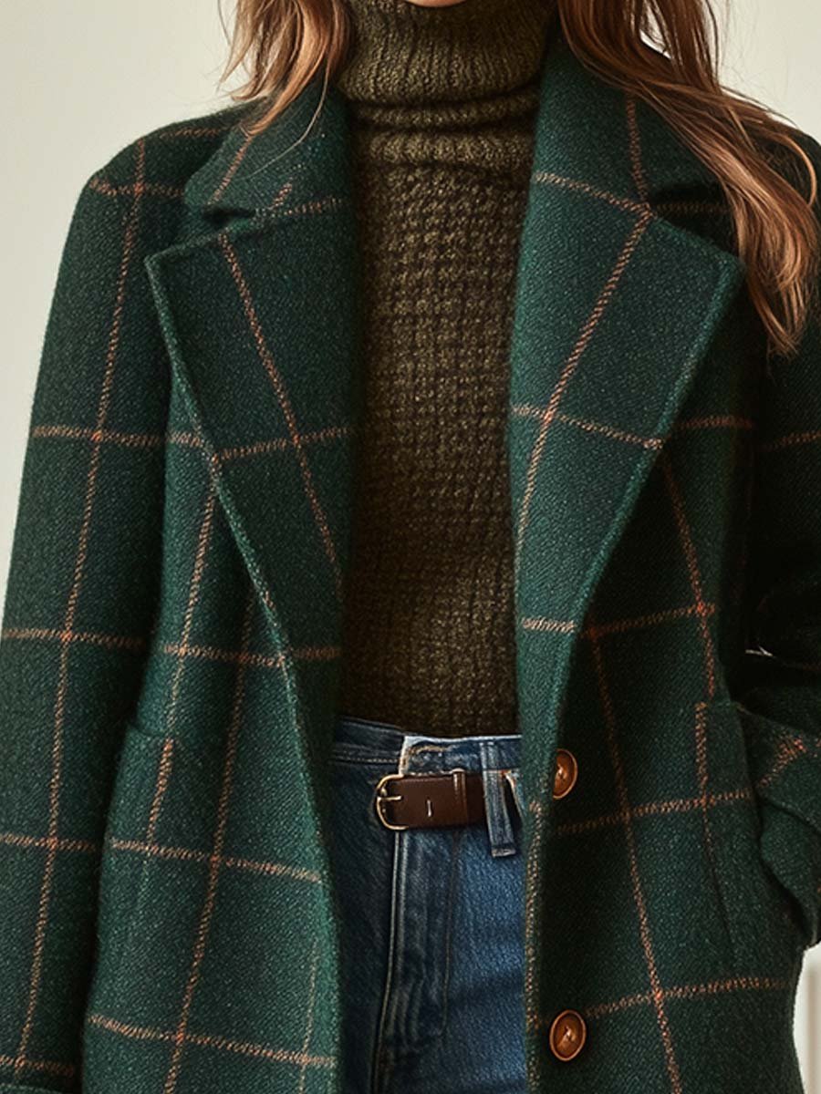 Palmira | Cappotto a quadri in misto lana con revers