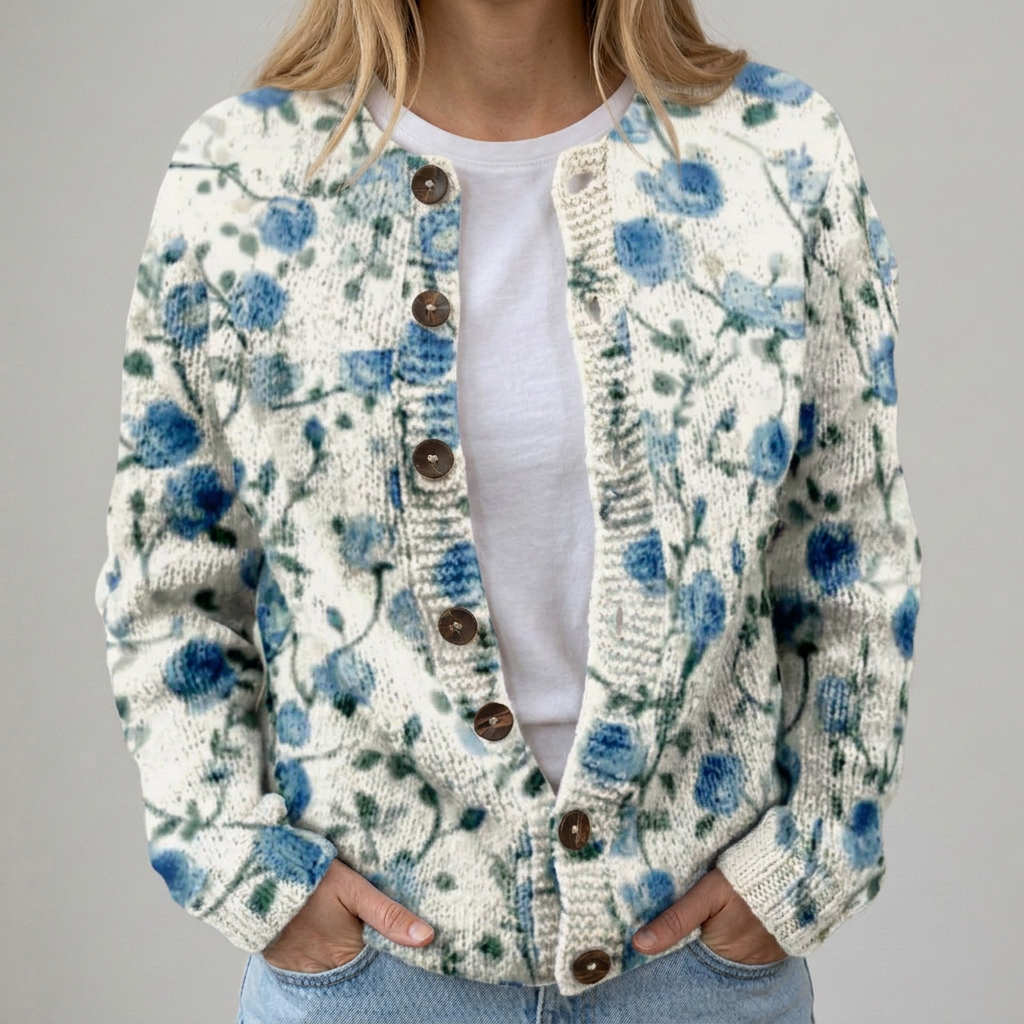 Maddalena | Cardigan autunnale con fantasia floreale
