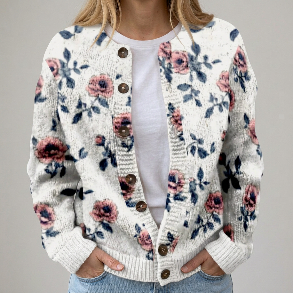 Anita | Cardigan autunnale con fantasia floreale