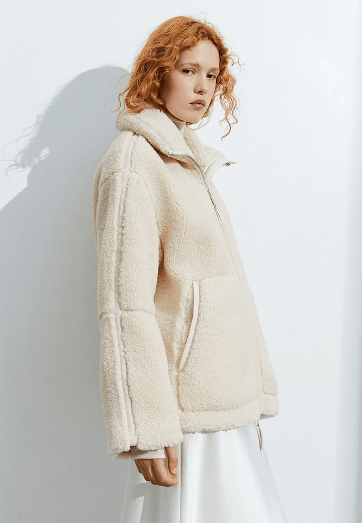 Alessia | Giacca teddy oversize con collo alto