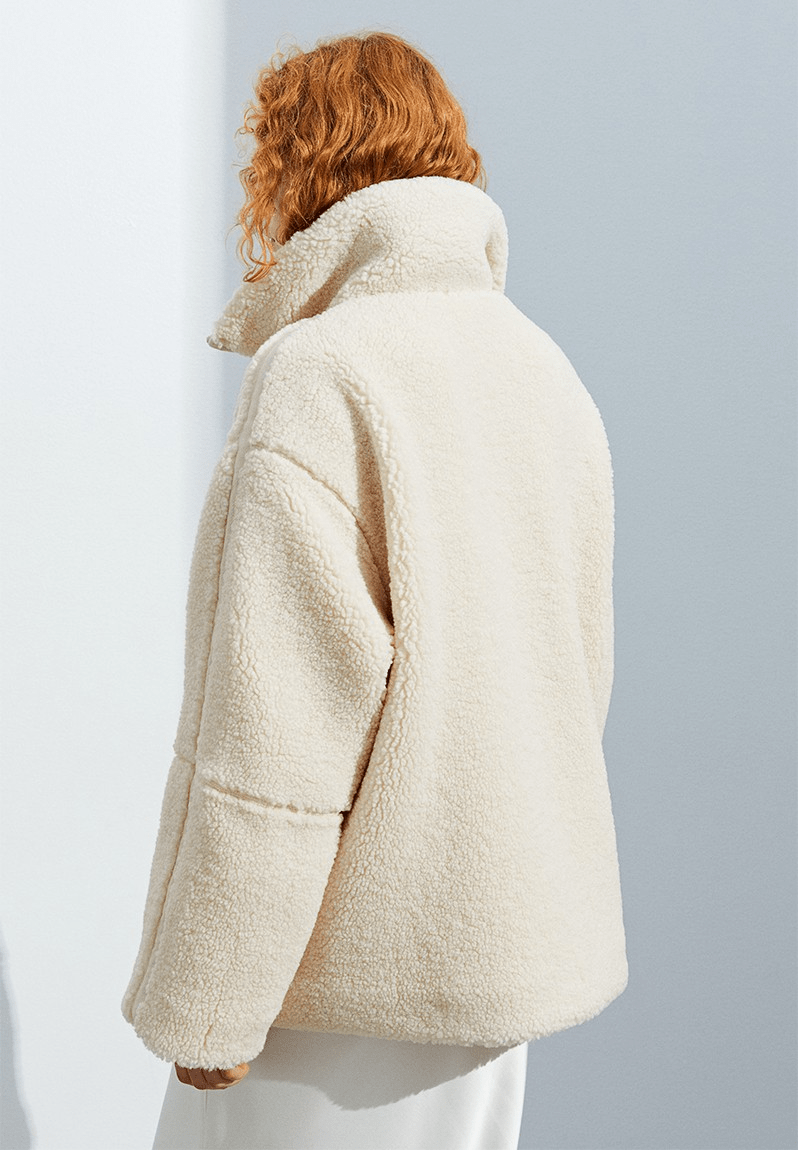 Alessia | Giacca teddy oversize con collo alto
