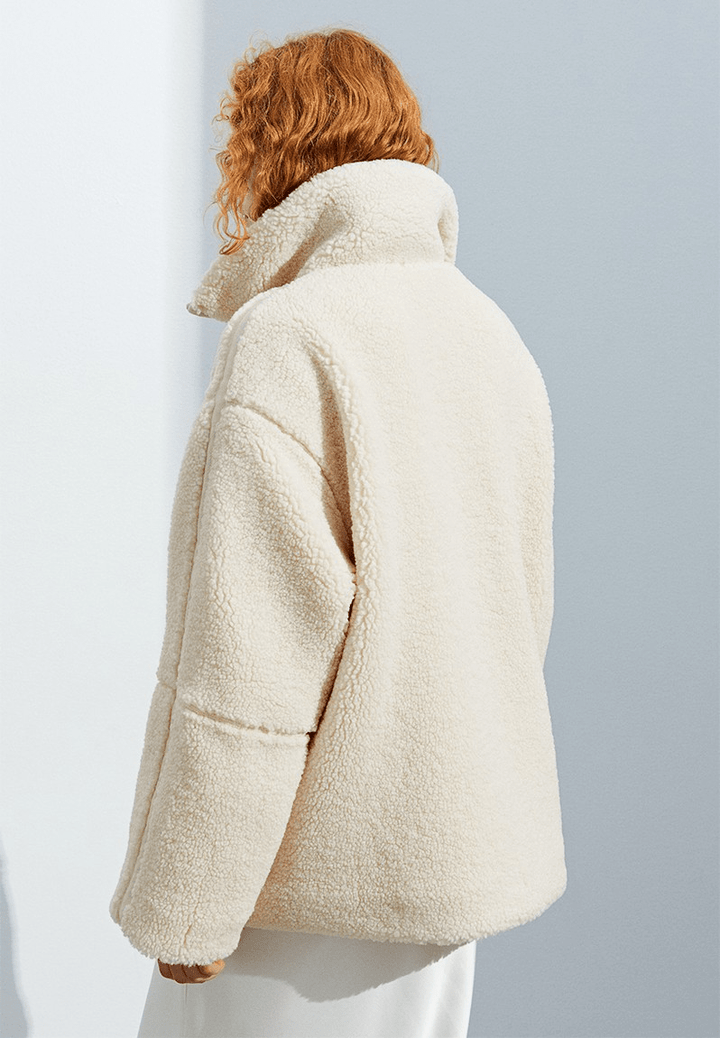 Alessia | Giacca teddy oversize con collo alto