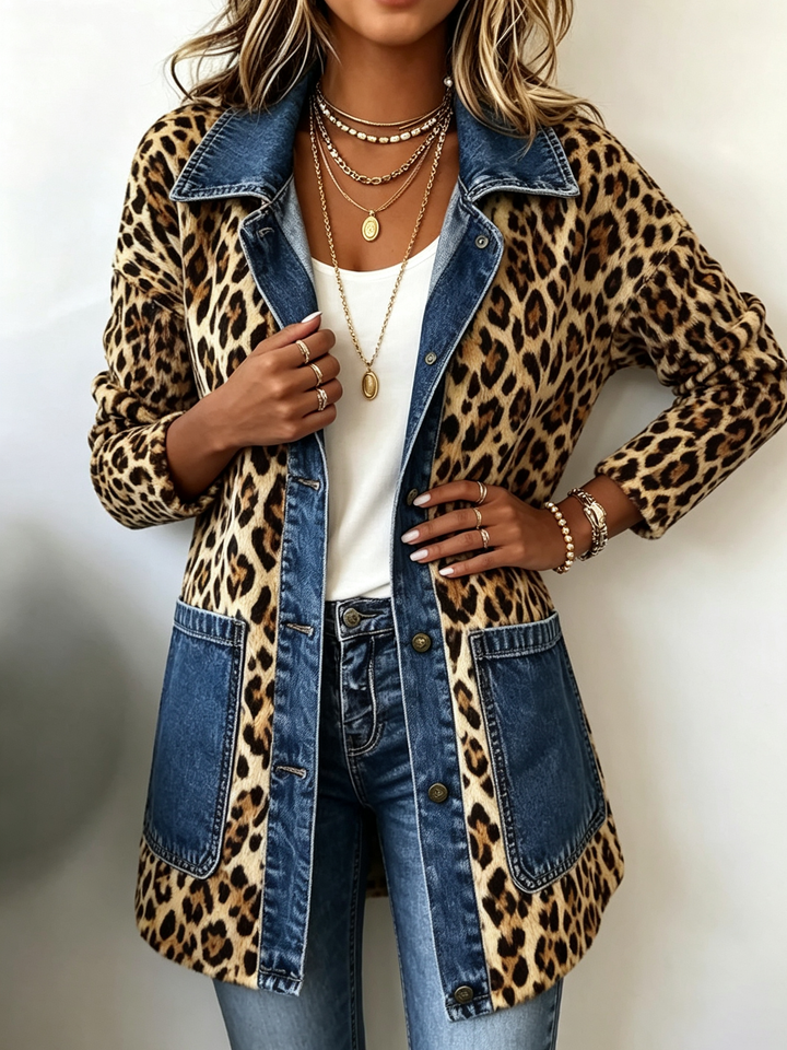 Annamaria | Giacca Lunga Leopardo e Denim