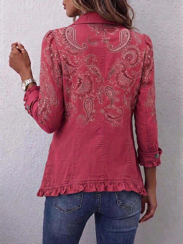 Dalia | Giacca vintage con fantasia paisley e volant