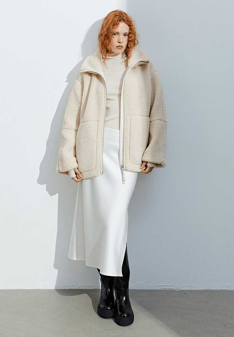 Alessia | Giacca teddy oversize con collo alto