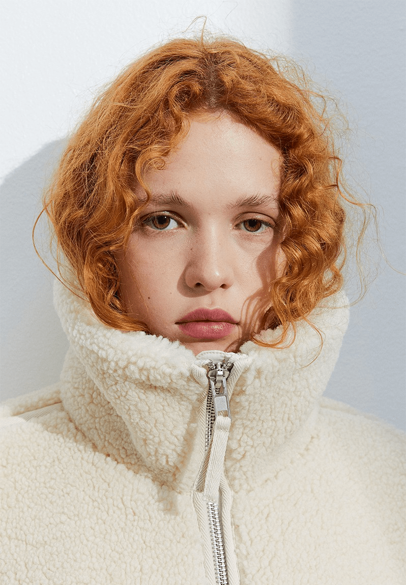 Alessia | Giacca teddy oversize con collo alto