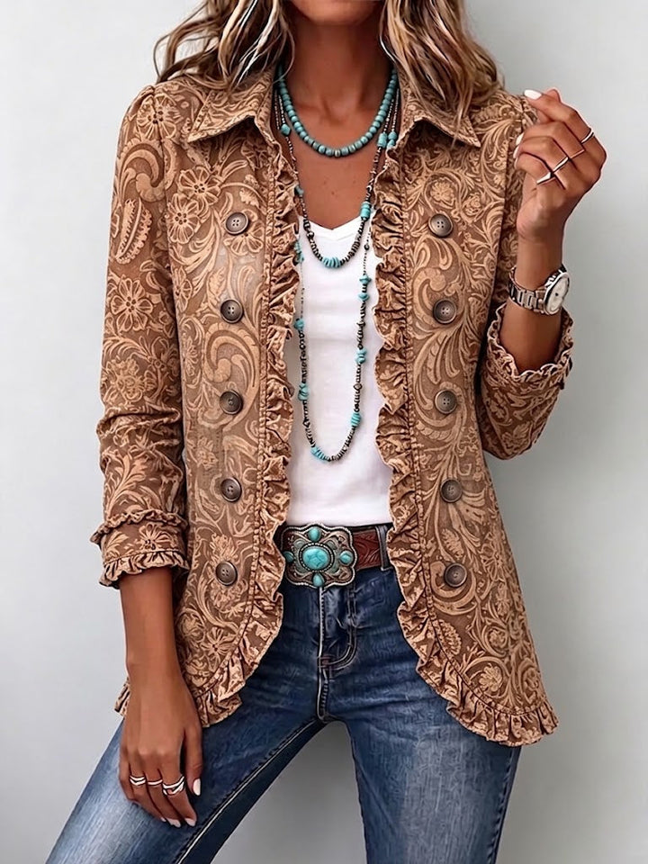 Cecilia | Giacca floreale boho vintage con volant