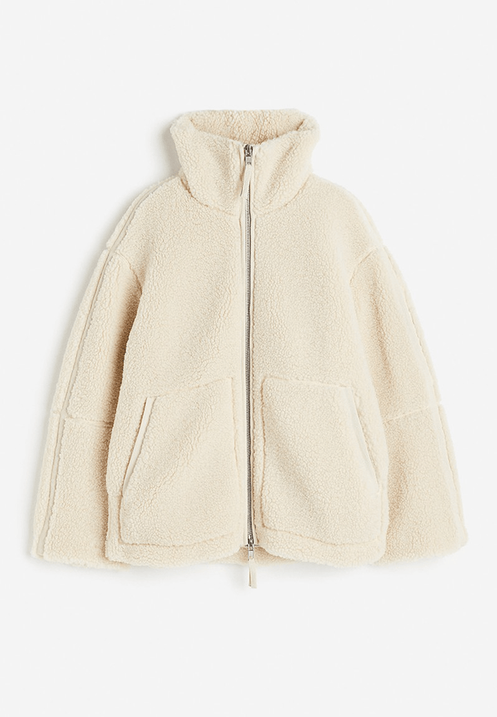 Alessia | Giacca teddy oversize con collo alto