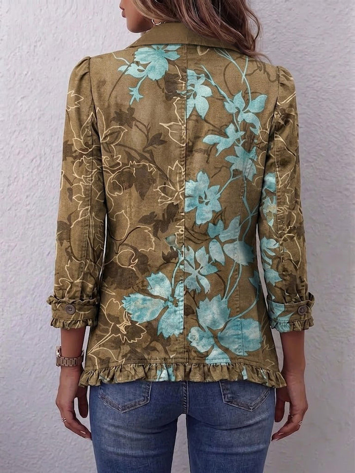 Carolina | Giacca floreale boho vintage con sfumature e volant
