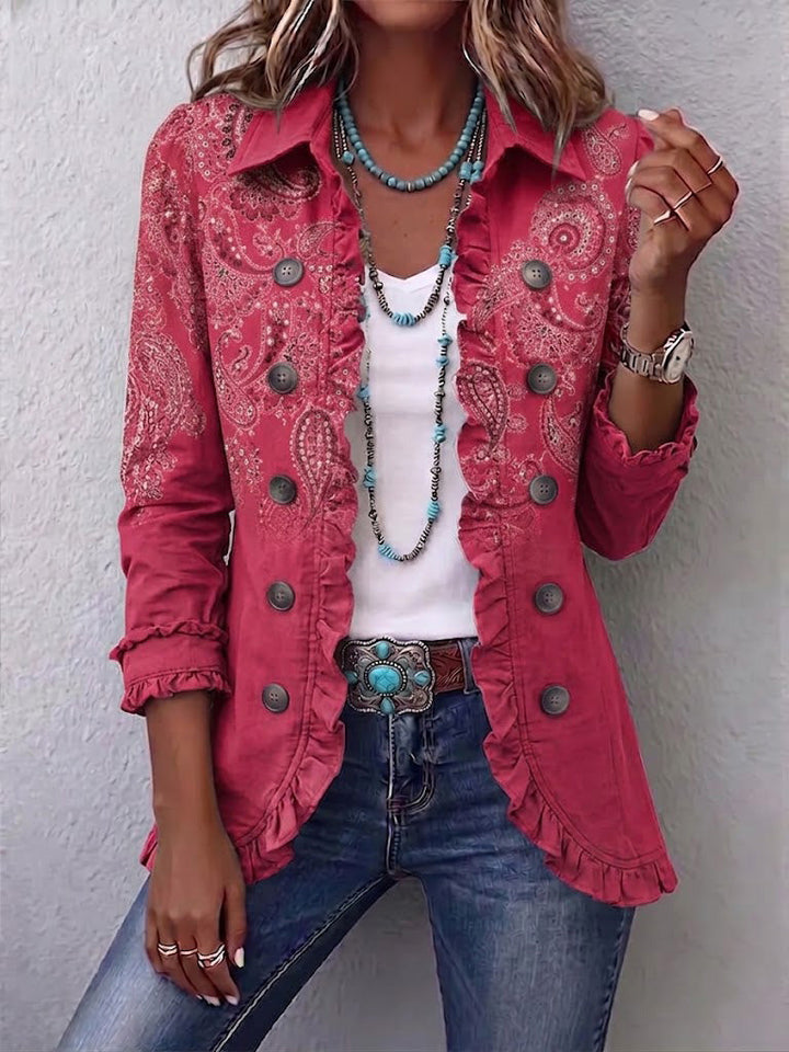 Dalia | Giacca vintage con fantasia paisley e volant