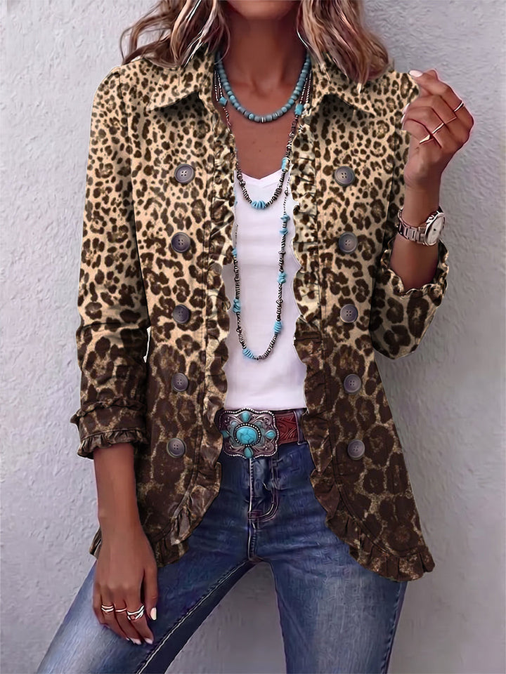 Irma | Giacca con fantasia leopardata e volant