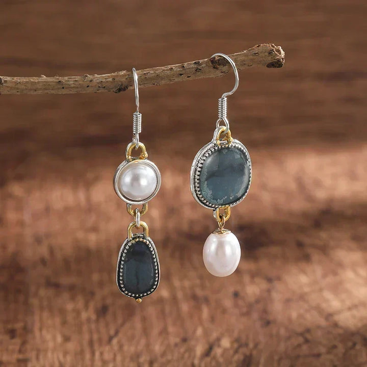 Ester | Orecchini rétro con pietra naturale blu